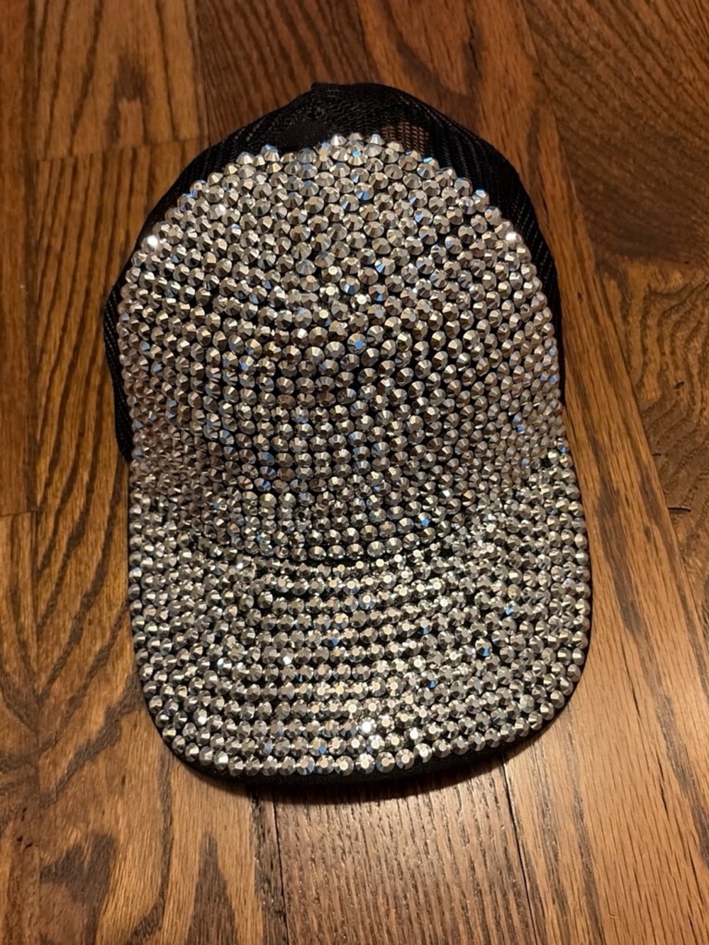 Rhinestone Embellished Black Baseball Cap